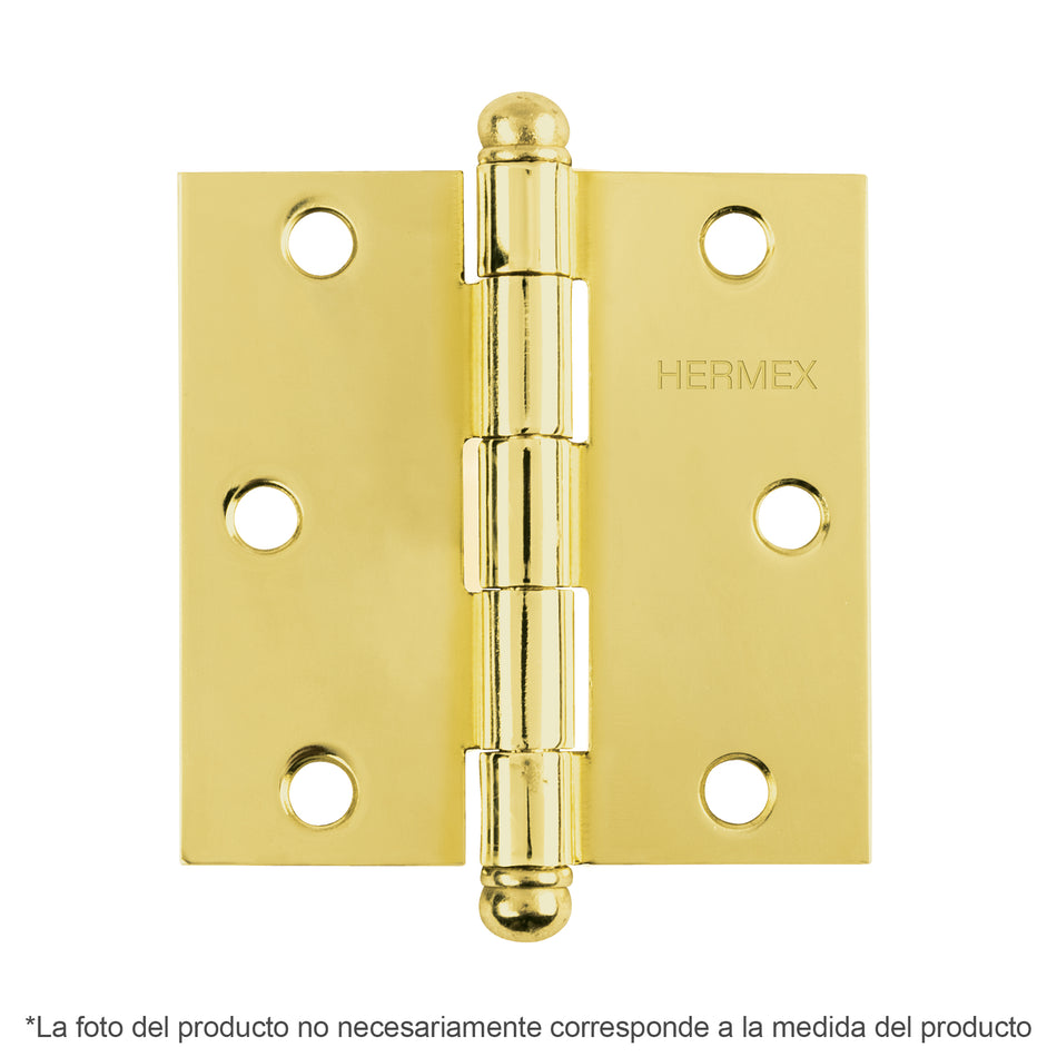 Bisagra cuadrada 4', latonado, cabeza redonda, Hermex SKU BC-401R