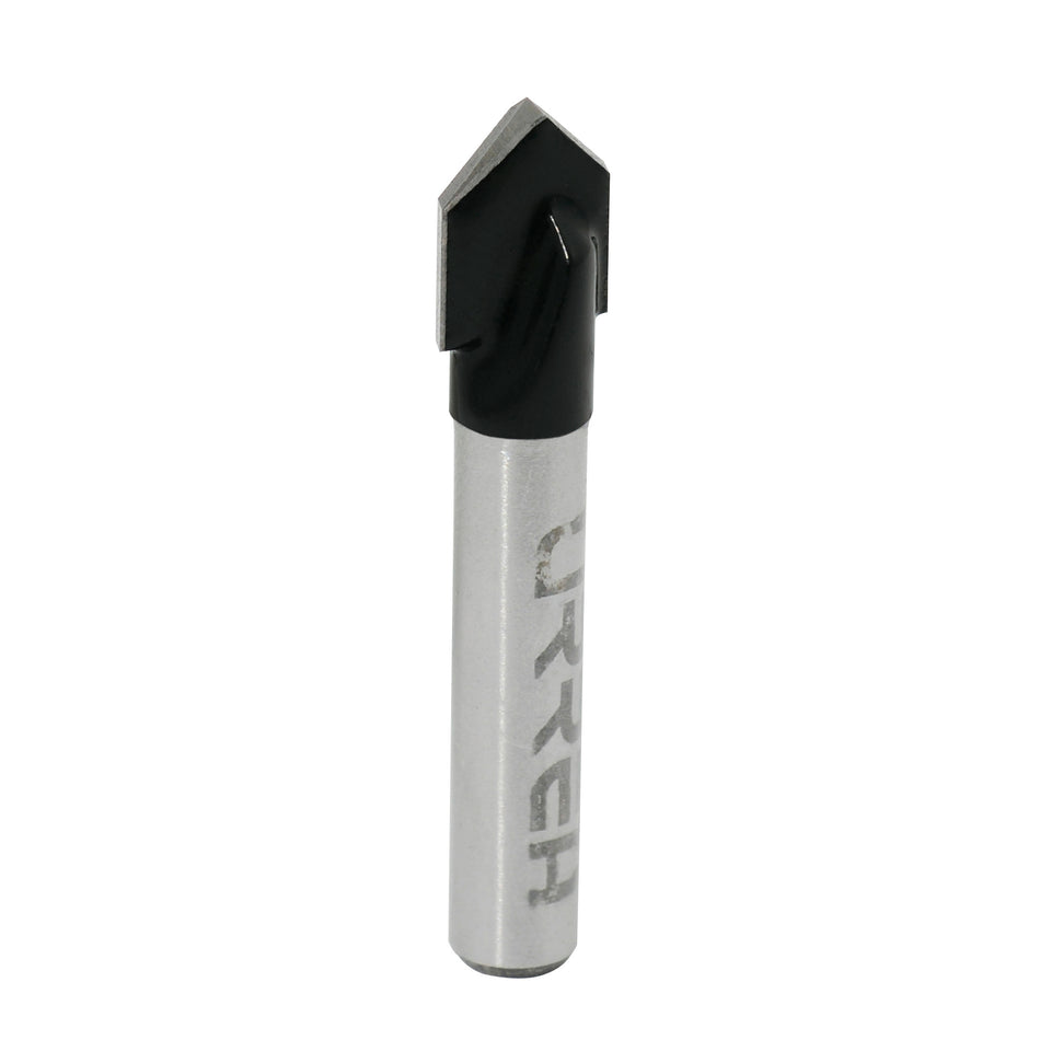BROCA PARA ROUTER DE ACERO CORTE EN V 3 8 ZANCO DE 1 4 SKU BR1402