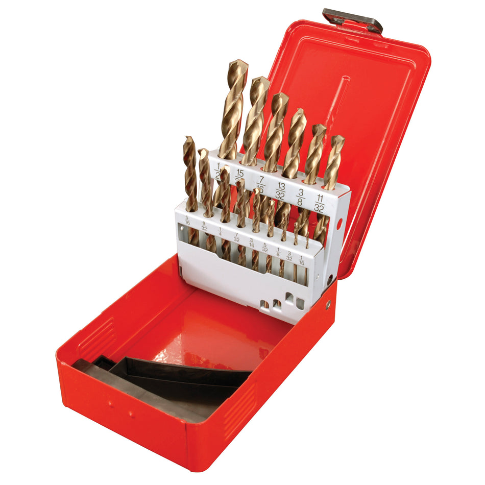 JUEGO DE BROCAS CON COBALTO DE ACERO DE ALTA VELOCIDAD ZANCO RECTO 15 PIEZAS SKU C5115