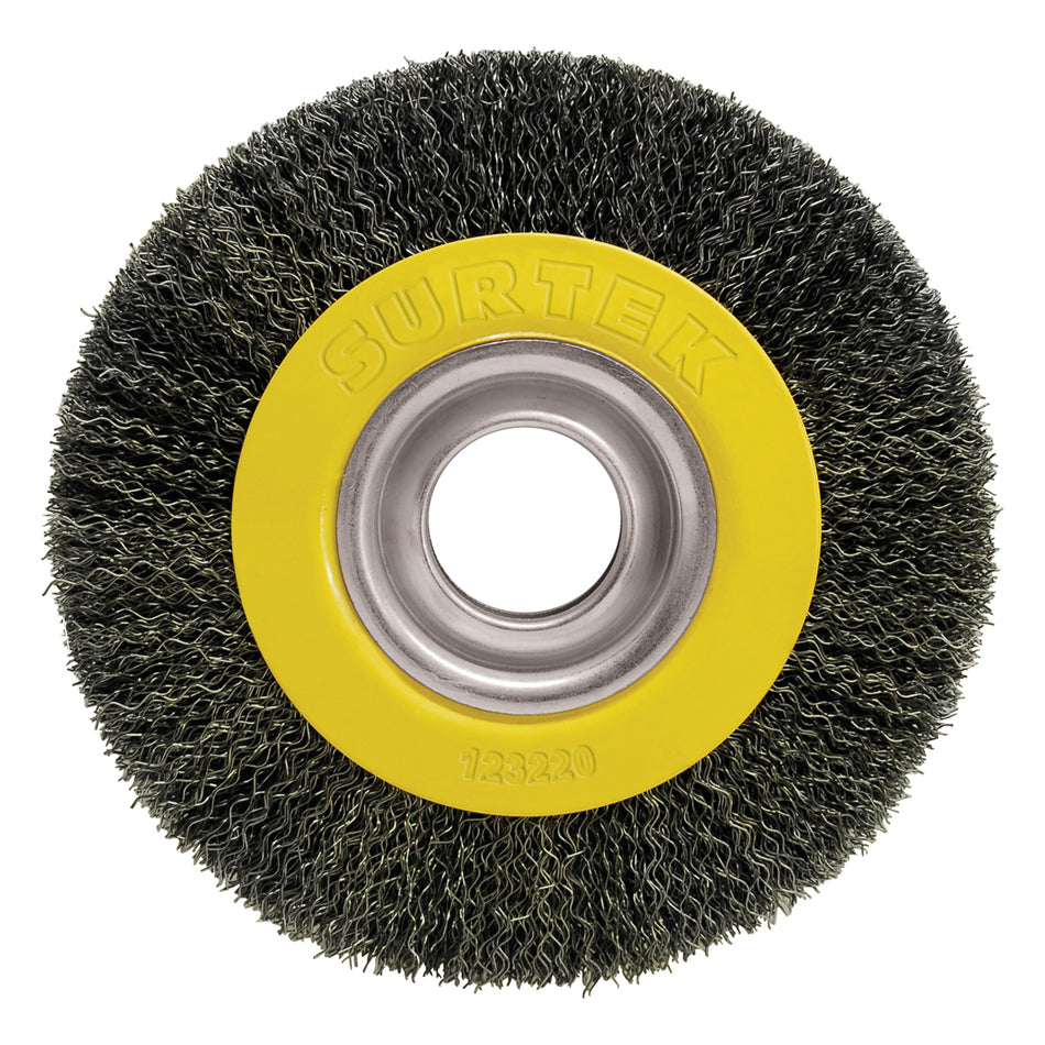 CARDA CIRCULAR ONDULADA ALAMBRE DELGADO PARA ESMERIL 6" X 0.35MM, 20MM ESPESOR Y ADAPTADOR SKU C5420