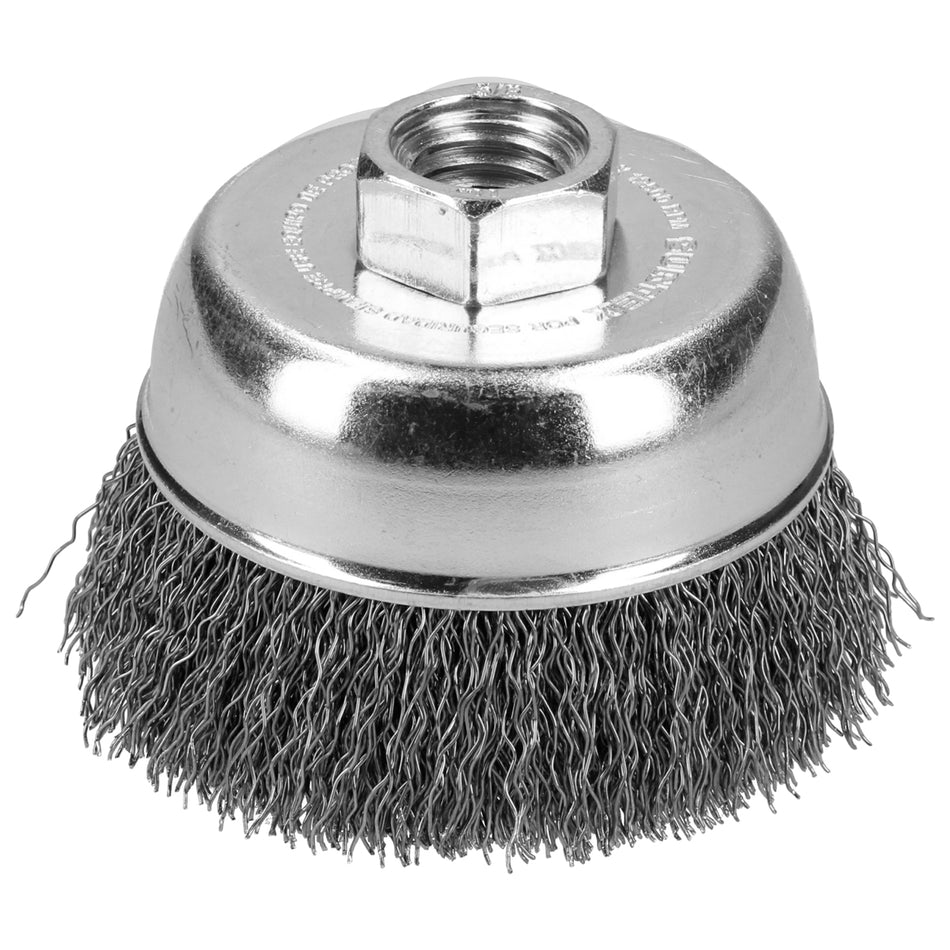 CARDA COPA TRENZADA ALAMBRE DELGADO ACERO INOXIDABLE 5" X 0.30 MM CON ROSCA 5/8" SKU C6040