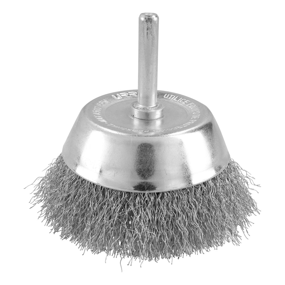 CARDA COPA ONDULADA ALAMBRE FINO ACERO INOXIDABLE 1/2" X 0.20 MM CON ZANCO 1/4" SKU C6270