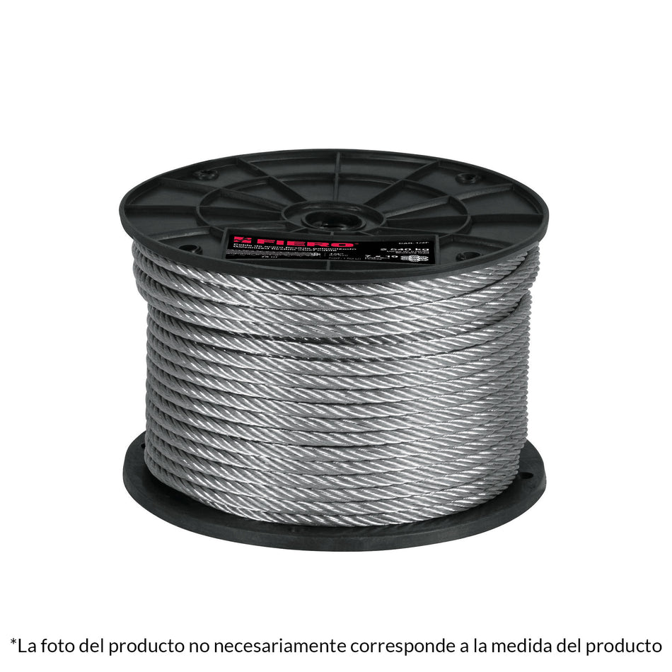 Metro de cable flexible 1/8' de acero 7x19 hilos, 300 m SKU CAB-1/8F3