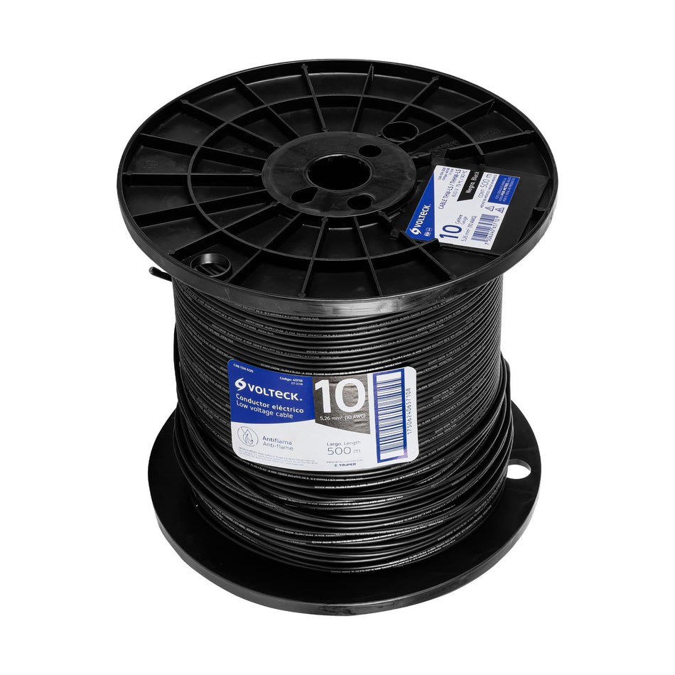 Metro de cable THHW-LS 10 AWG negro en carrete de 500 m SKU CAB-10N-5000