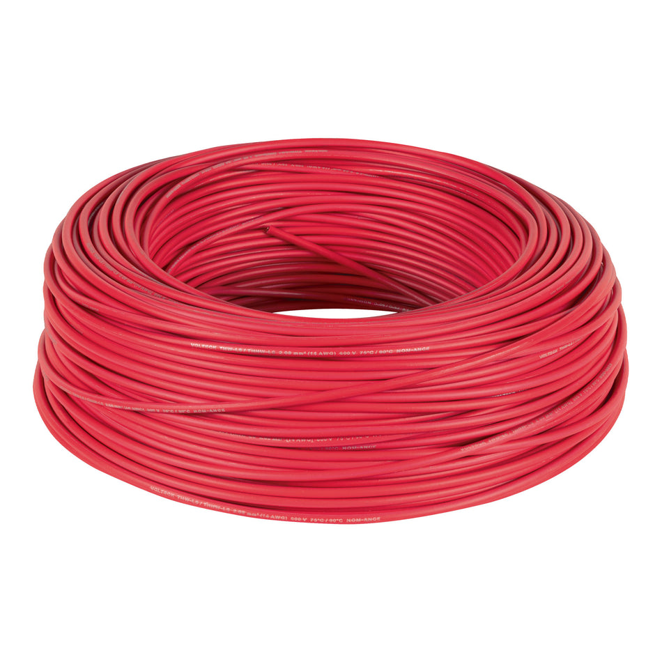 Rollo de 100 m de cable THHW-LS 14 AWG rojo, Volteck SKU CAB-14R0