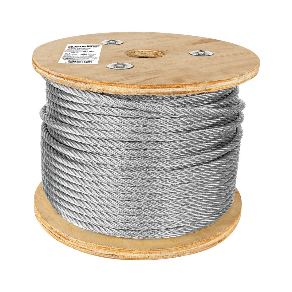 Metro de cable flexible 3/8' de acero 7x19 hilos, 75 m SKU CAB-3/8F