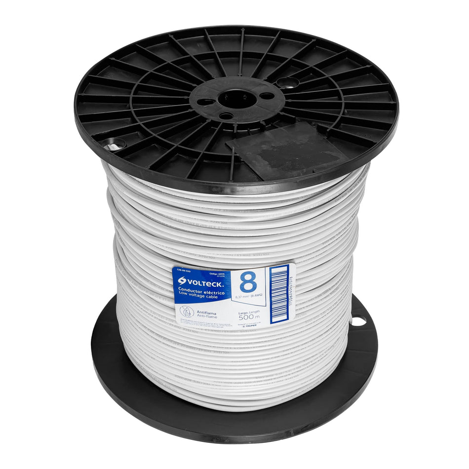 Metro de cable THHW-LS 8 AWG blanco en carrete de 500 m SKU CAB-8B-5000