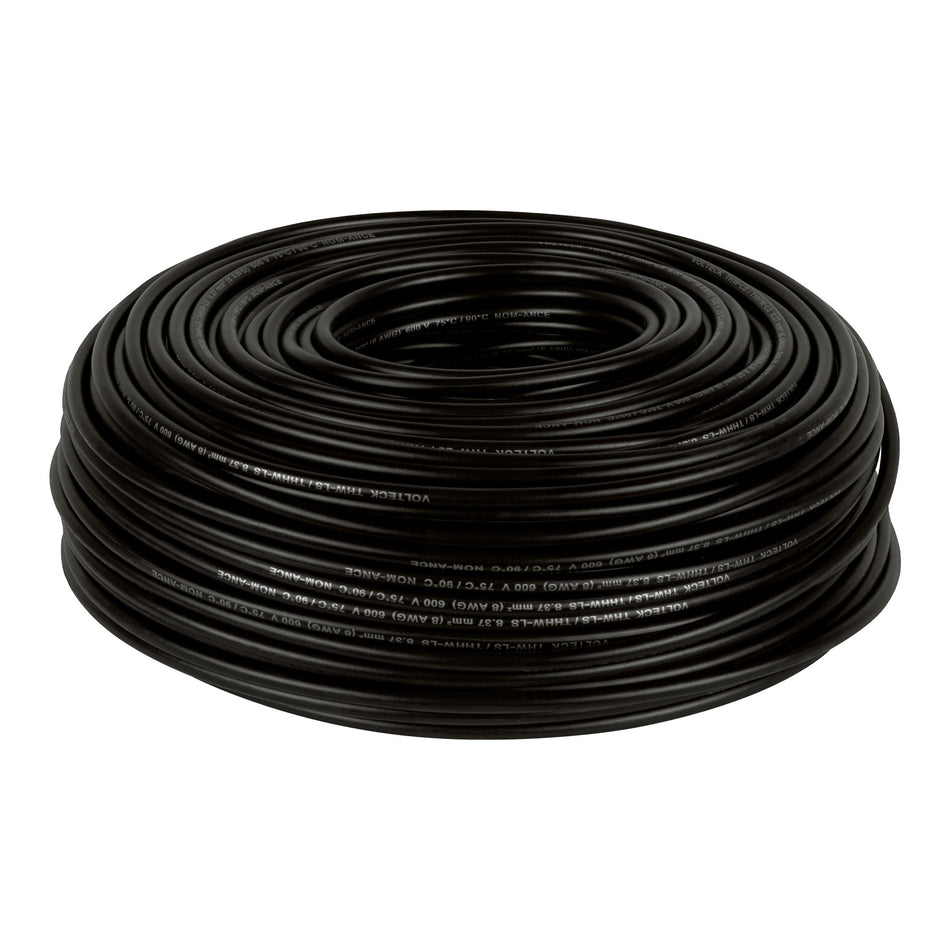 Rollo de 100 m de cable THHW-LS 8 AWG negro, Volteck SKU CAB-8N0