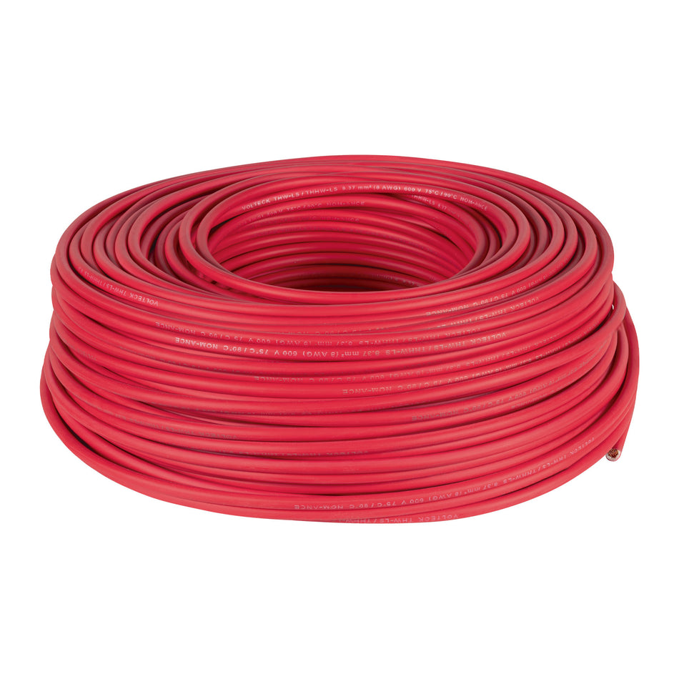 Rollo de 100 m de cable THHW-LS 8 AWG rojo, Volteck SKU CAB-8R0