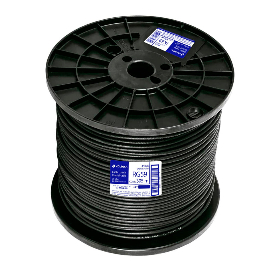 Metro de cable coaxial RG59 en carrete de 305 m, Volteck SKU CABCO-593000