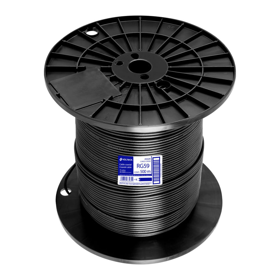 Metro de cable coaxial RG59 en carrete de 500 m, Volteck SKU CABCO-595000