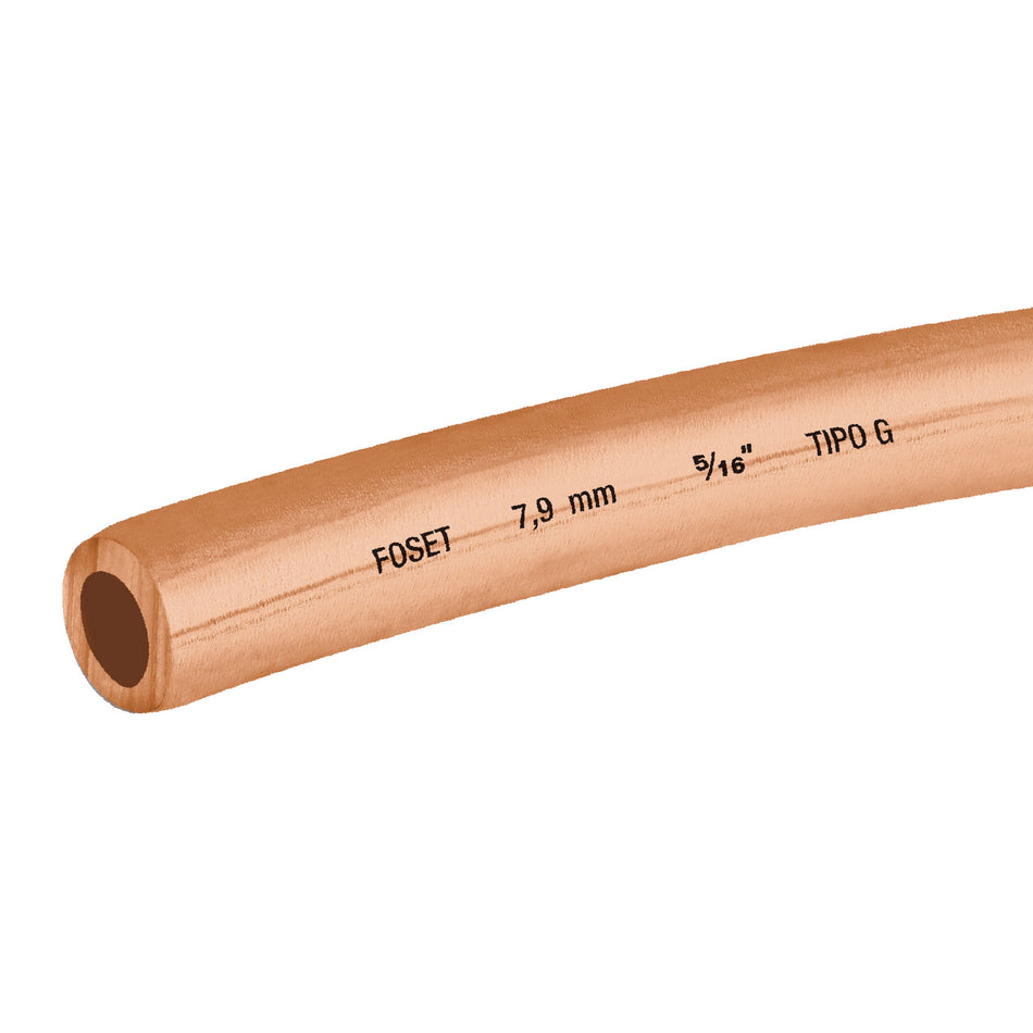 Rollo de 15 m de tubo flexible de cobre de 5/16', Foset SKU CC-002F