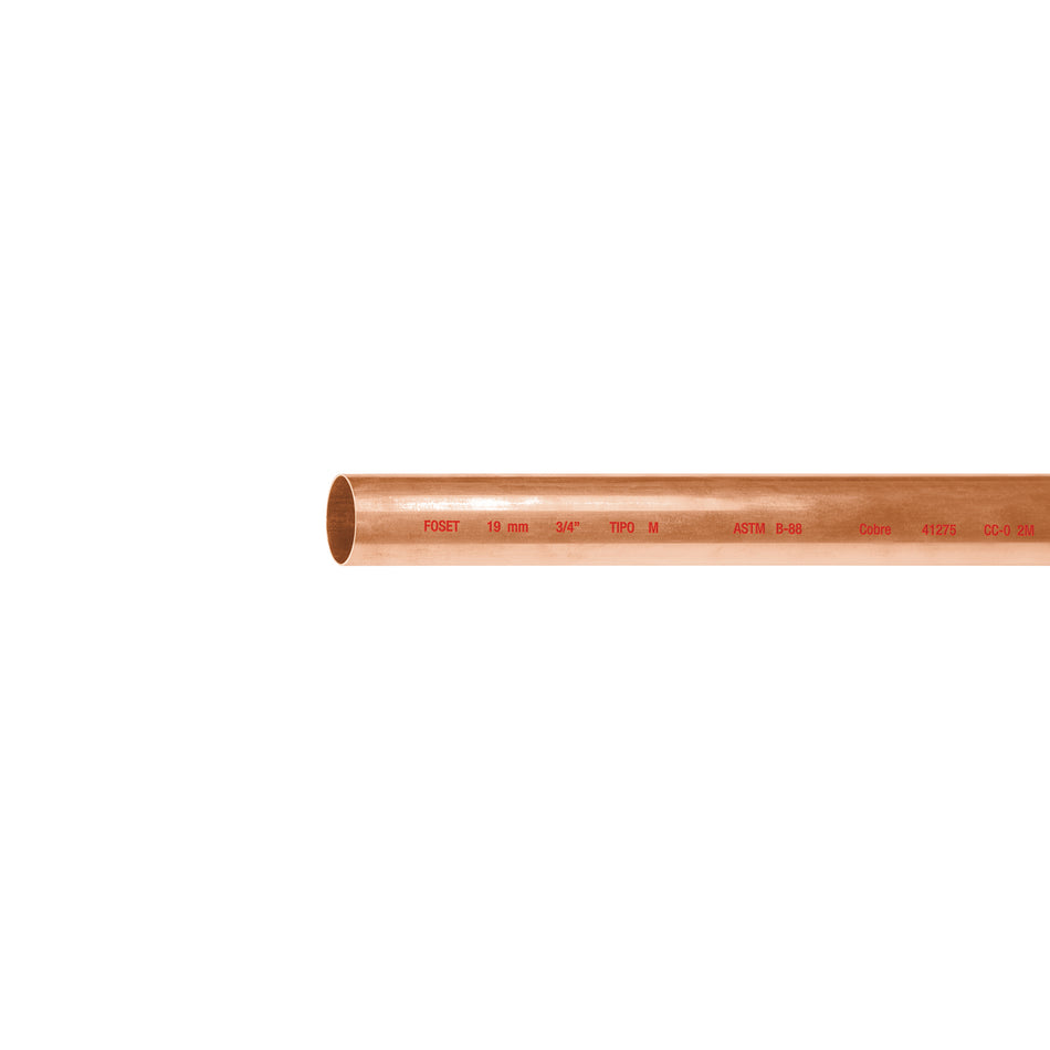 Tubo de 3/4' de cobre tipo 'M' , de 3 m, Foset SKU CC-002M