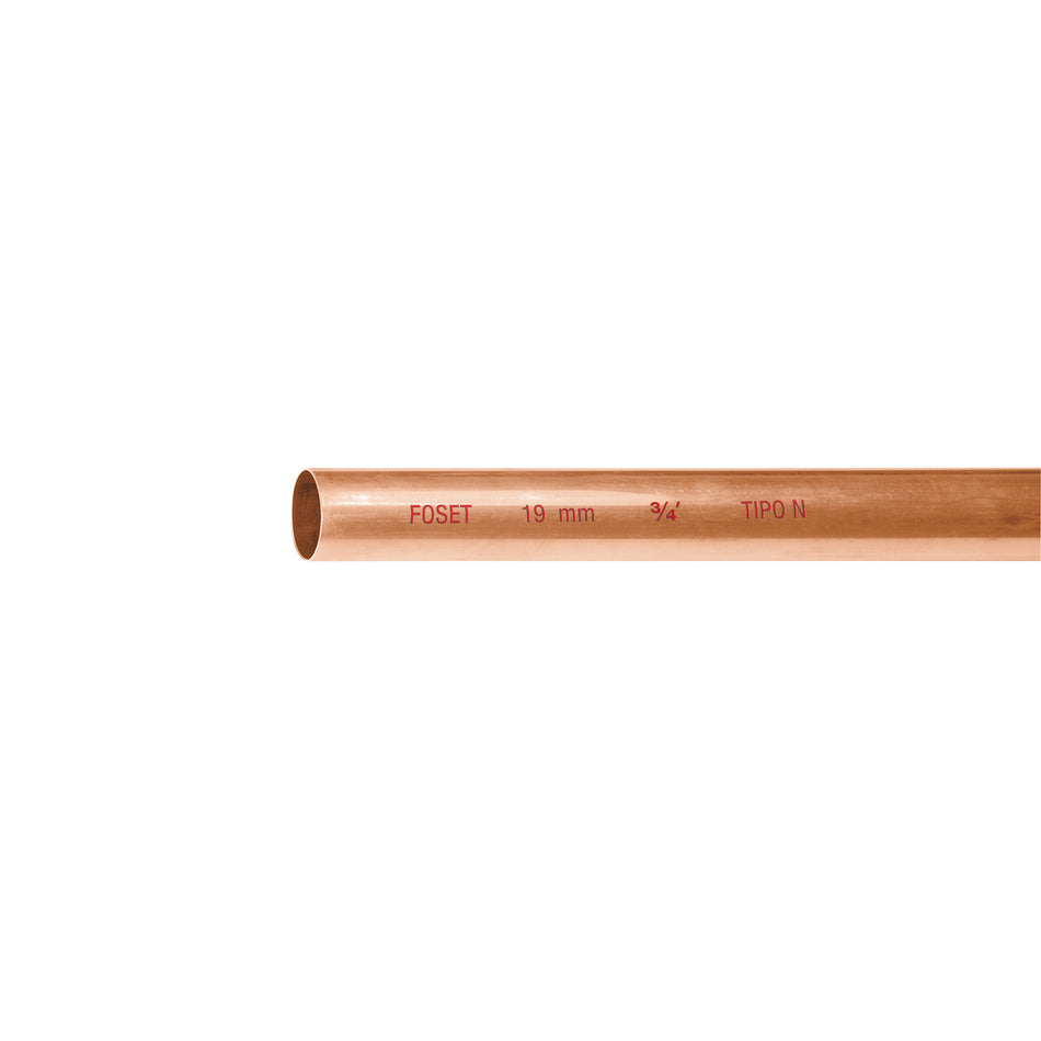 Tubo de 3/4' de cobre tipo 'N' , de 3 m, Foset SKU CC-002N