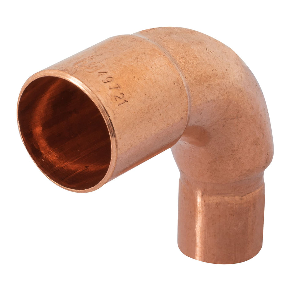 Codo 90° reducción de cobre de 3/4' x 1/2', Foset SKU CC-521