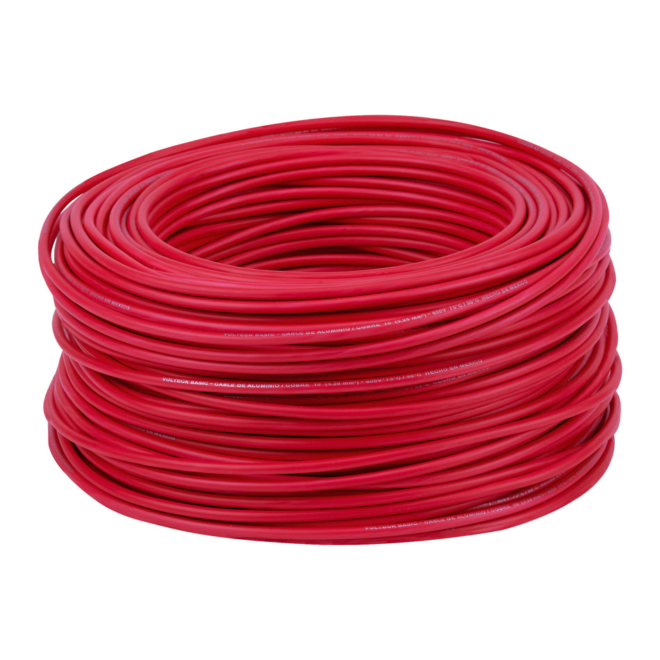 Rollo de 100 metros de cable THW CCA 10 AWG rojo, Basic SKU CCA-10R0