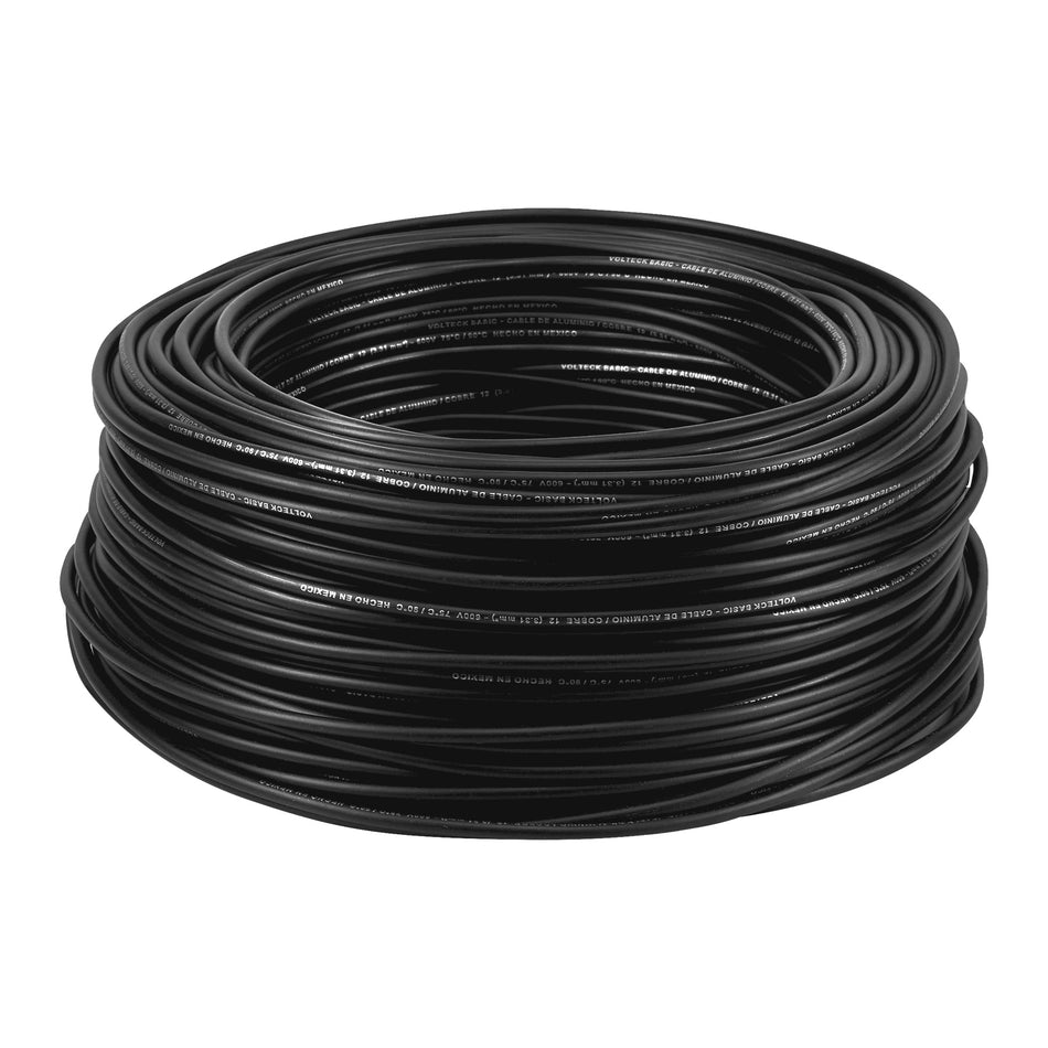 Rollo de 100 metros de cable THW CCA 12 AWG negro, Basic SKU CCA-12N0