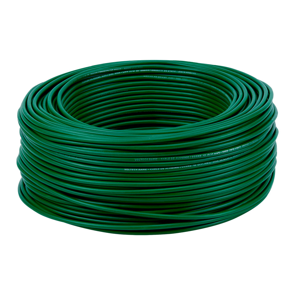 Rollo de 100 metros de cable THW CCA 12 AWG verde, Basic SKU CCA-12V0