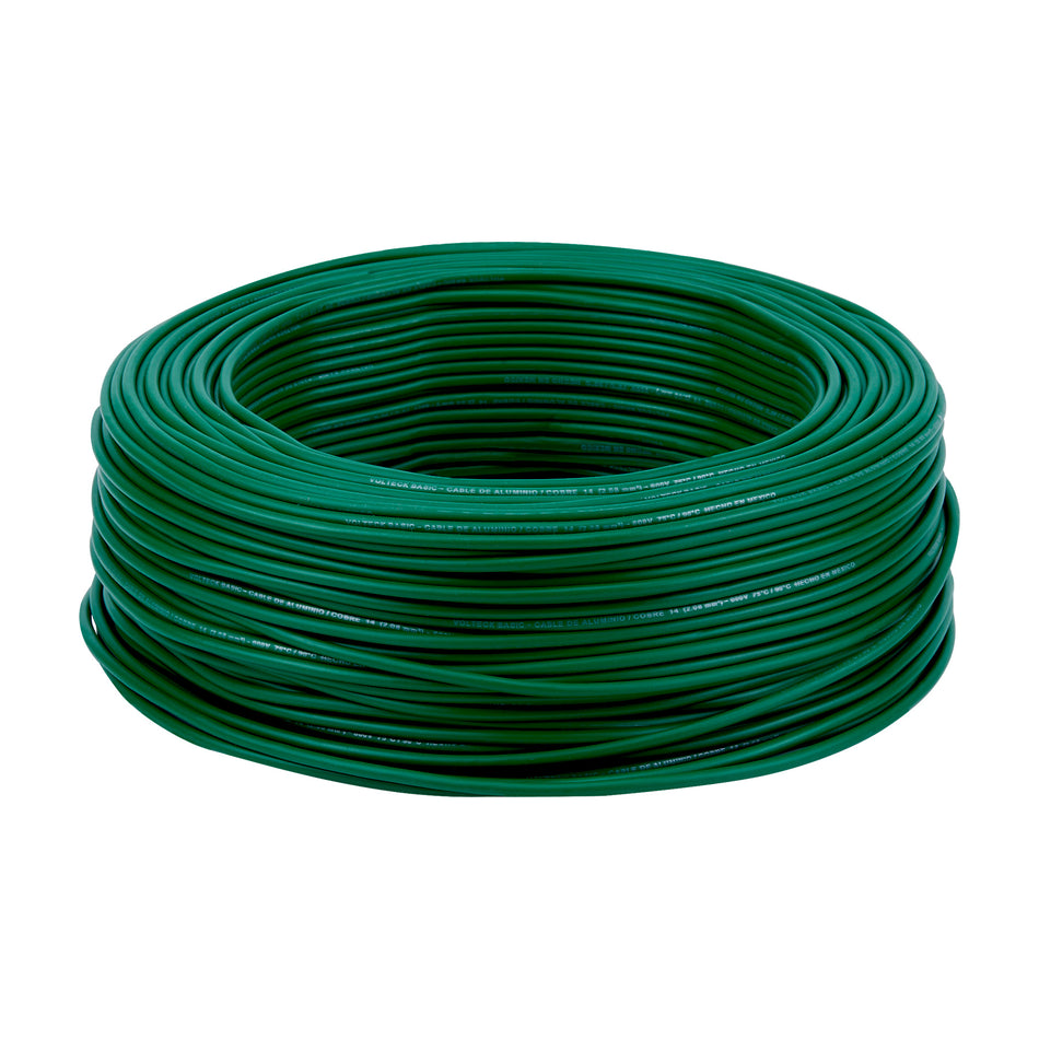 Rollo de 100 metros de cable THW CCA 14 AWG verde, Basic SKU CCA-14V0