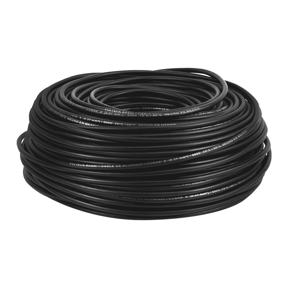 Rollo de 100 metros de cable THW CCA 8 AWG negro, Basic SKU CCA-8N0