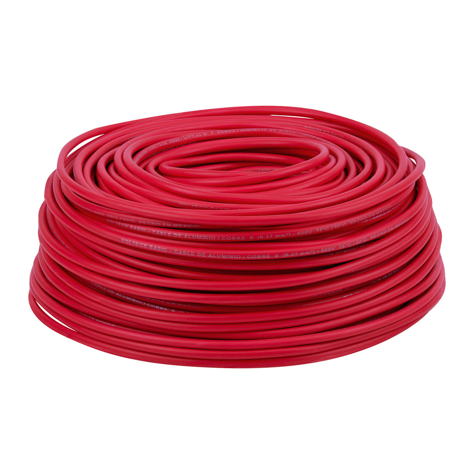 Rollo de 100 metros de cable THW CCA 8 AWG rojo, Basic SKU CCA-8R0