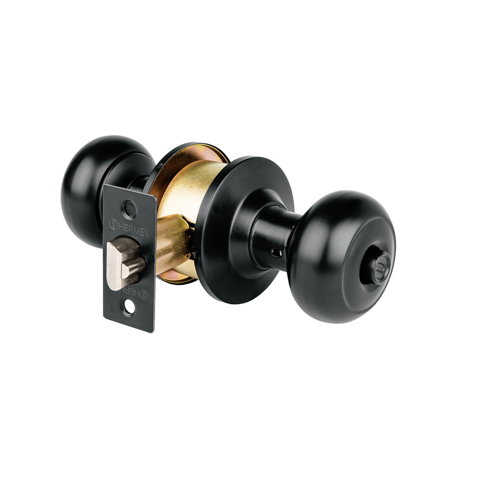 CERRADURA POMO, NEGRO, OVAL, RECAMARA, HERMEX SKU CEPO-62R