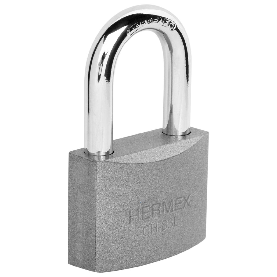 Candado de hierro 63 mm gancho largo en caja, Hermex SKU CH-63L