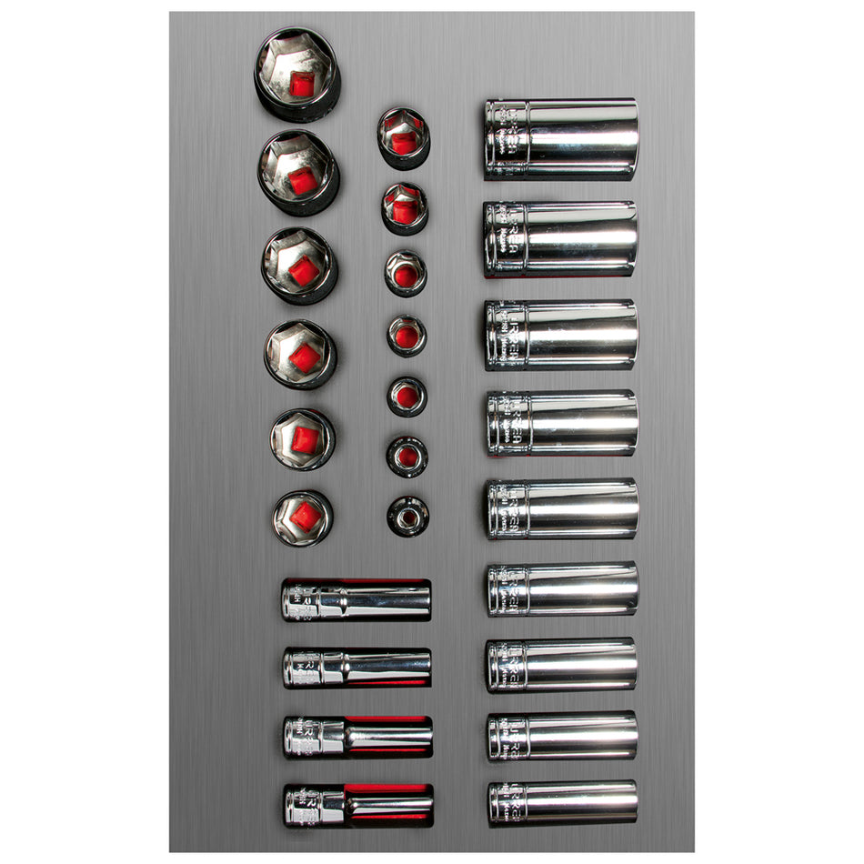 JUEGO DE DADOS CORTOS Y LARGOS CUADRO DE 3 8 EN PULGADAS 26 PIEZAS SKU CH106L