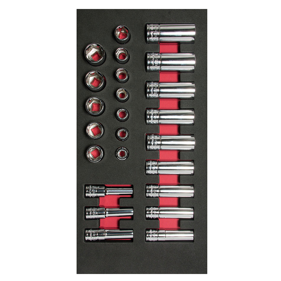 JUEGO DE DADOS CORTOS Y LARGOS CUADRO DE 3 8 METRICOS 24 PIEZAS 1 SKU CH107