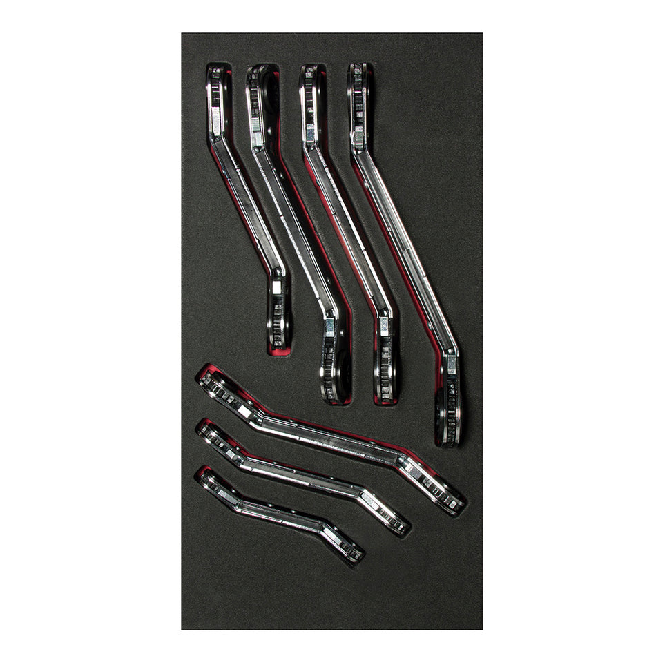 JUEGO DE LLAVES DE MATRACA ACODADAS METRICAS 7 PIEZAS SKU CH113