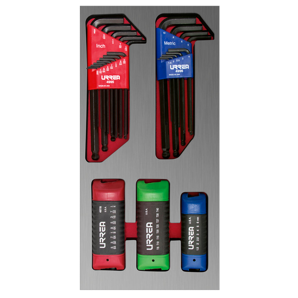JUEGO DE 46 LLAVES HEXAGONALES Y TIPO NAVAJA EN PULGADAS METRICAS Y TORX SKU CH120L
