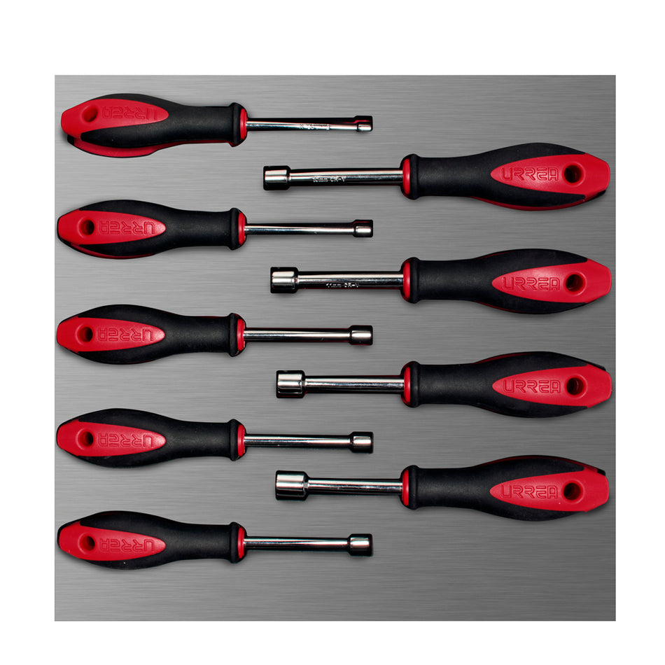 JUEGO DE DESTORNILLADORES MANGO BIMATERIAL DE CAJA METRICOS BANDEJA LAMINADA 9 PIEZAS SKU CH210L