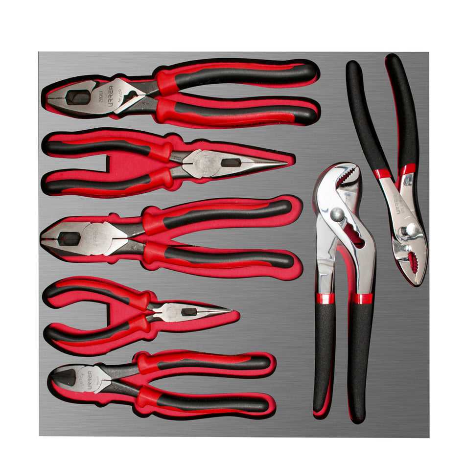 JUEGO DE PINZAS BIMATERIAL CON BANDEJA LAMINADA 7 PIEZAS SKU CH212L
