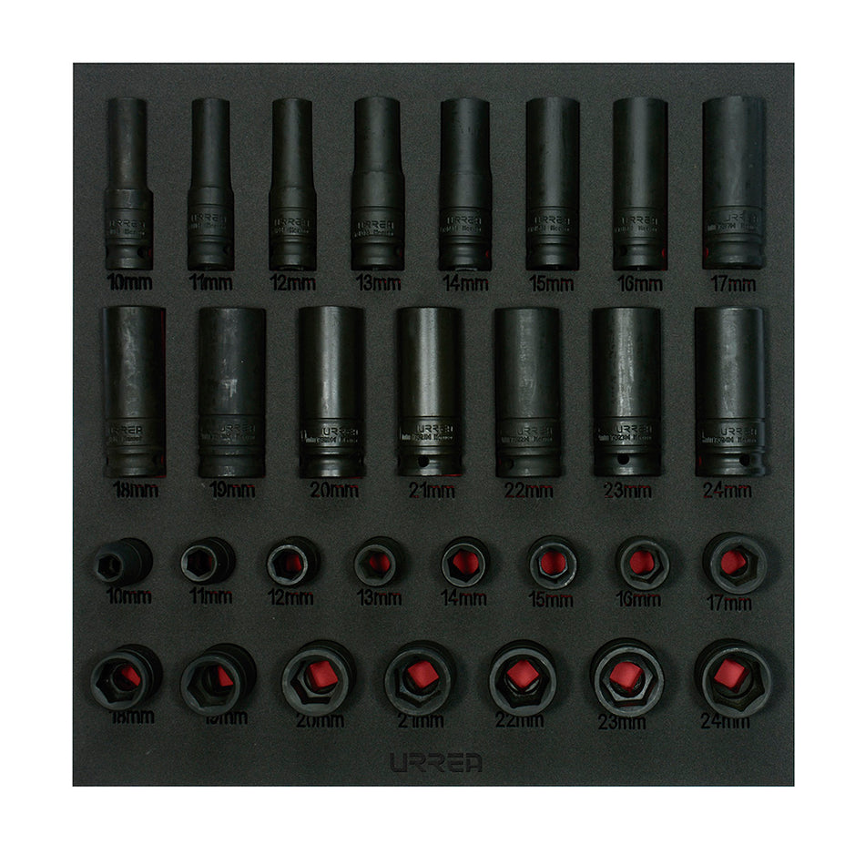 JUEGO DE DADOS DE IMPACTO CORTOS Y LARGOS METRICOS CUADRO DE 1 2 30 PIEZAS SKU CH219