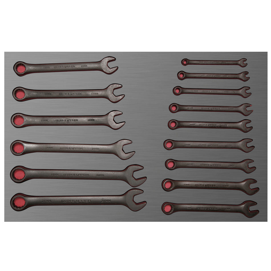 JUEGO DE LLAVES COMBINADAS FOSFATIZADAS METRICAS 12 PUNTAS 15 PIEZAS SKU CH306L