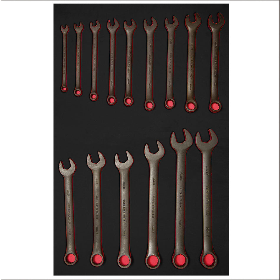 JUEGO DE LLAVES COMBINADAS FOSFATIZADAS METRICAS 15 PIEZAS SKU CH306