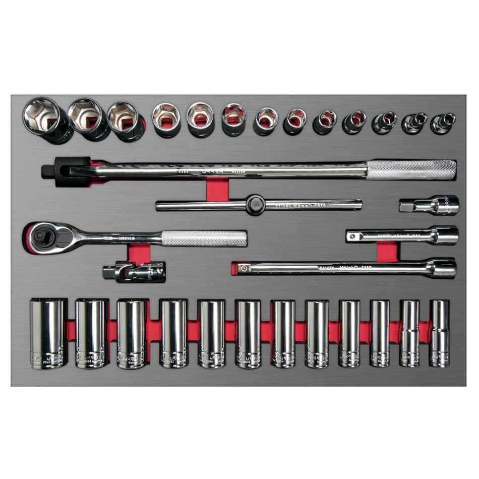 JUEGO DE DADOS CORTOS Y LARGOS Y ACCESORIOS DE 1 2 EN PULGADAS 32 PIEZAS SKU CH310L