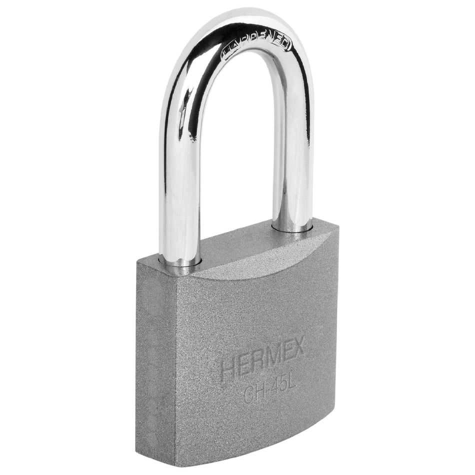 Candado de hierro 45 mm gancho largo en blíster, Hermex SKU CHB-45L