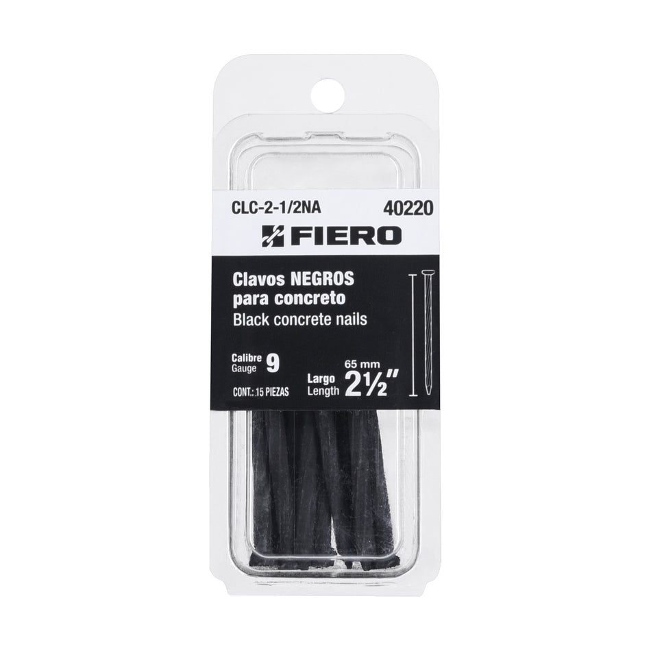 Blíster con 15 clavos negros para concreto 2-1/2', Fiero SKU CLC-2-1/2NA