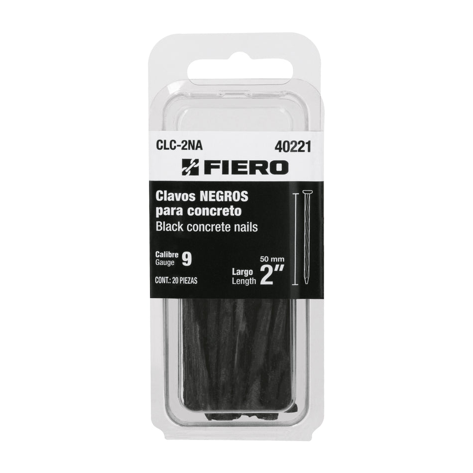 Blíster con 20 clavos negros para concreto 2', Fiero SKU CLC-2NA