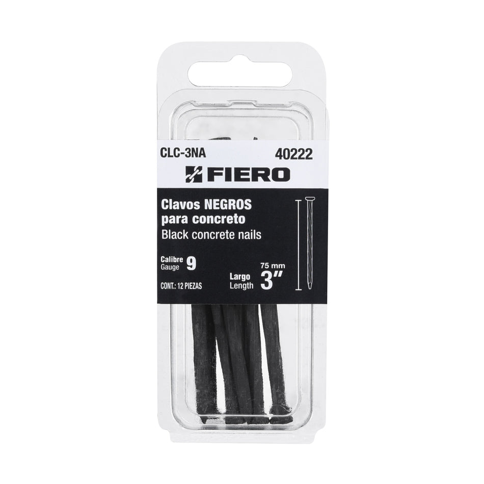 Blíster con 12 clavos negros para concreto 3', Fiero SKU CLC-3NA