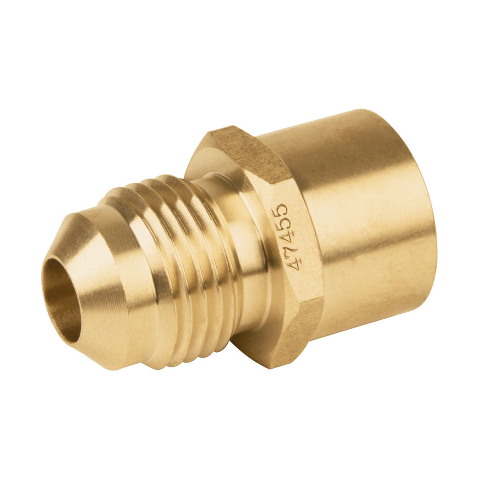 Conector flare soldable de latón, 3/8' x 1/2', Foset SKU CLG-646