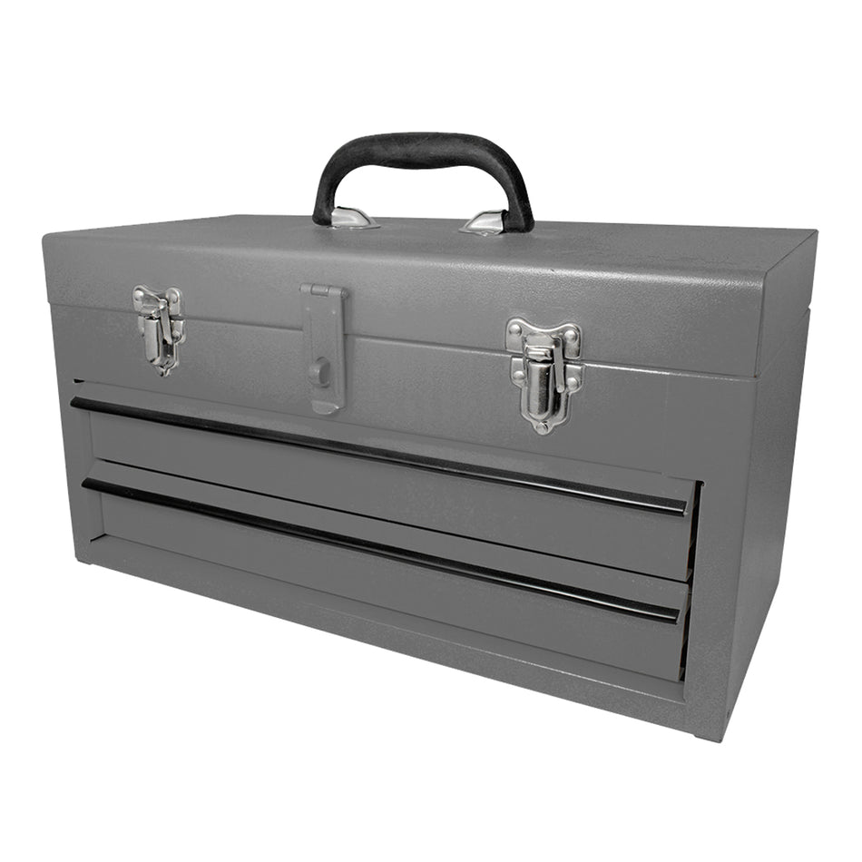 CAJA PORTAHERRAMIENTAS METALICA COLOR GRIS CON 2 GAVETAS 18" X 9" X 11" SKU CM2G0