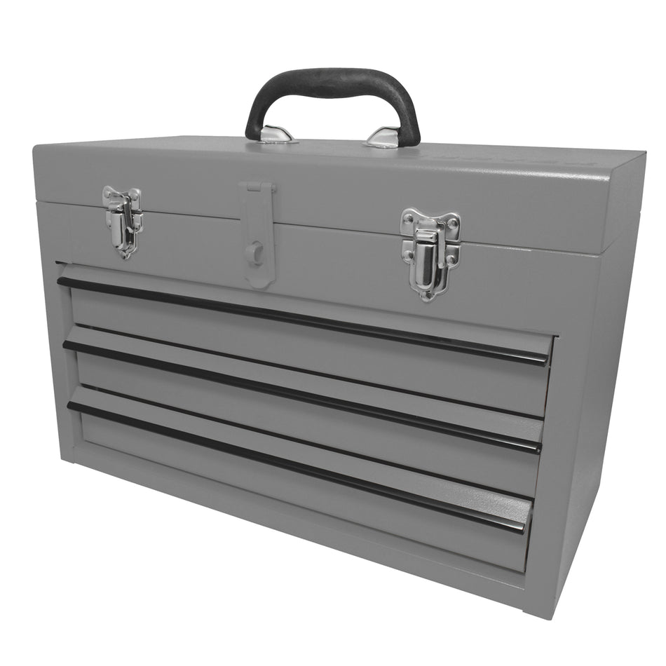 CAJA PORTAHERRAMIENTAS METALICA COLOR GRIS CON 3 GAVETAS 11" X 18" X 9" SKU CM3G0