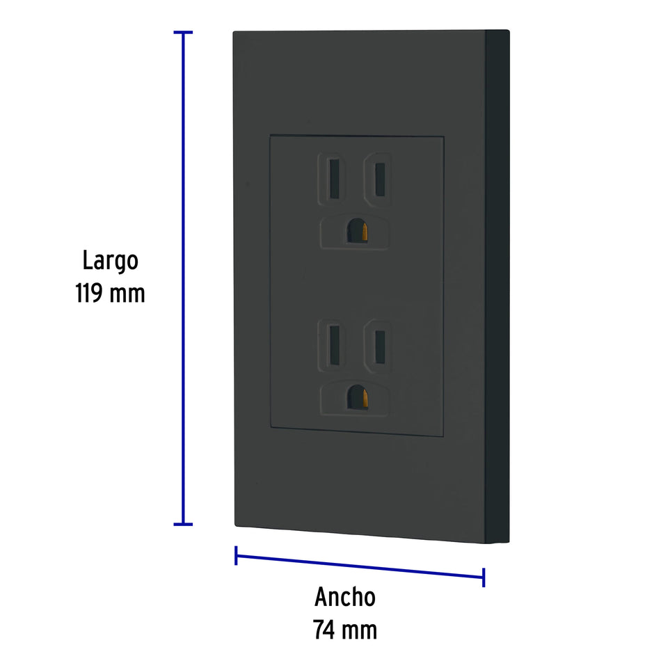 Placa armada contacto dúplex, 3 módulos, Española, negro SKU CODO-EN0