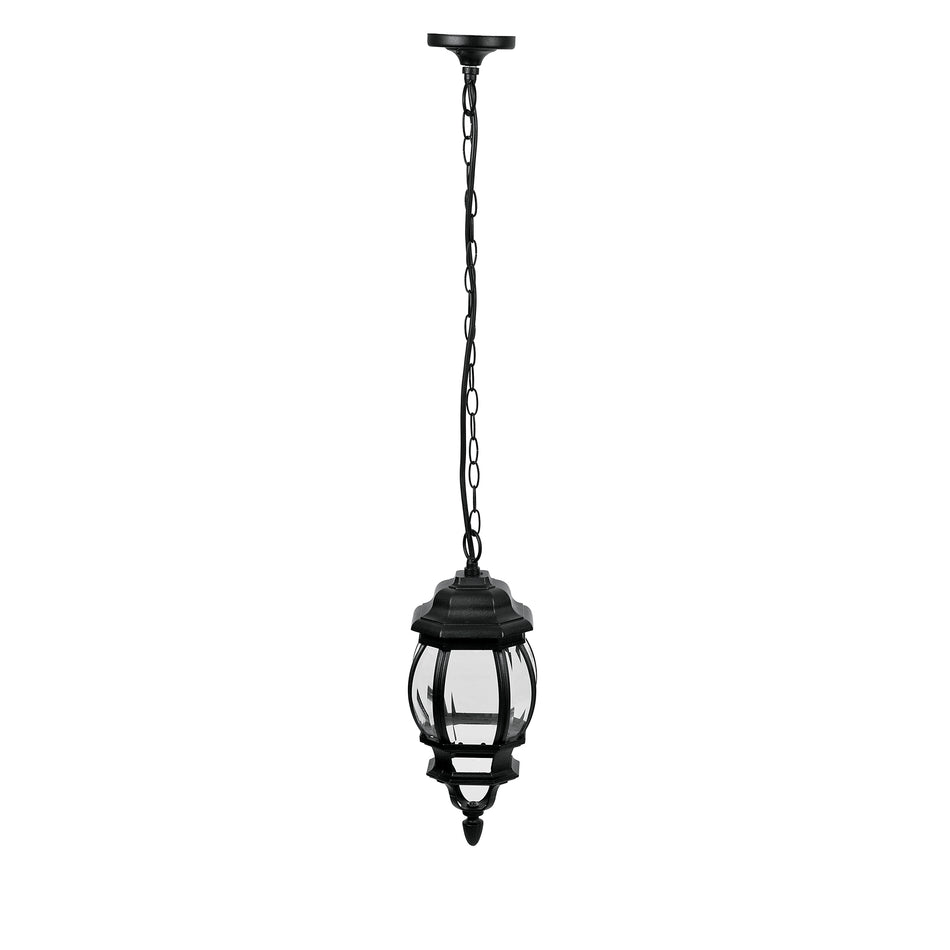 Arbotante tipo farol tradicional colgante p/exterior, negro SKU COL-101S0