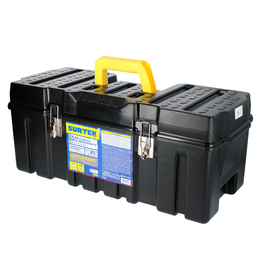 CAJA PORTAHERRAMIENTAS PLASTICA CON BROCHES METALICOS COLOR NEGRO 26" X 10" X 10" SKU CPS260