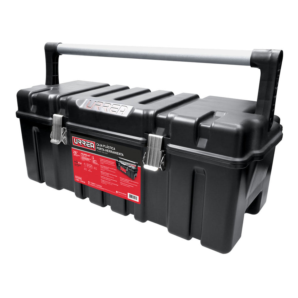 CAJA PORTAHERRAMIENTAS PLASTICA CON BROCHES METALICOS Y CHAROLA 26 X 10 X 10 SKU CPU26A