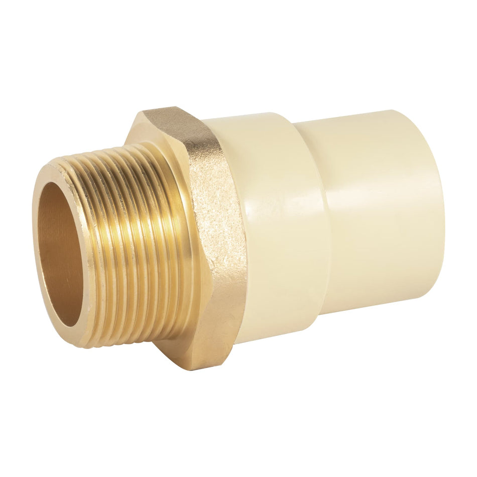 Adaptador macho de CPVC 1-1/4' con inserto metálico, Foset SKU CPVC-654