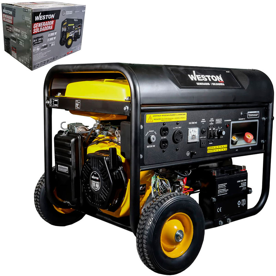 GENERADOR SOLDADORA C/MOTOR A GASOLINA 220A 6000W (INICIO ELECTRICO) SKU CW-1050
